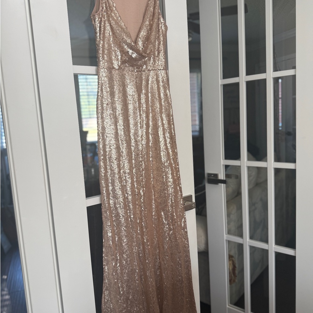 Lulus Slink and Wink Matte Rose Gold Sequin Maxi Dress- small - Picture 2 of 16